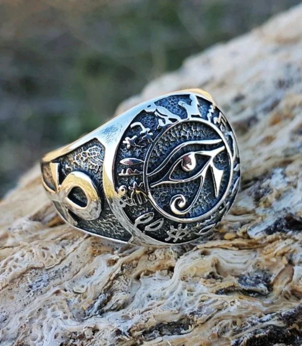 Eye of Horus Ring 925 STERLING SILVER Ancient Egyptian Symbol of Life Ankh Sacred Symbols