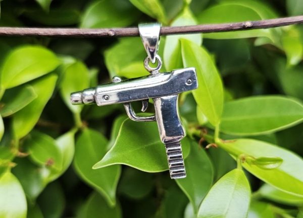 Machine Gun 925 Sterling Silver Pendant Uzi Mac10 Brutal Men's Gift Exclusive Handmade 16.5 Grams