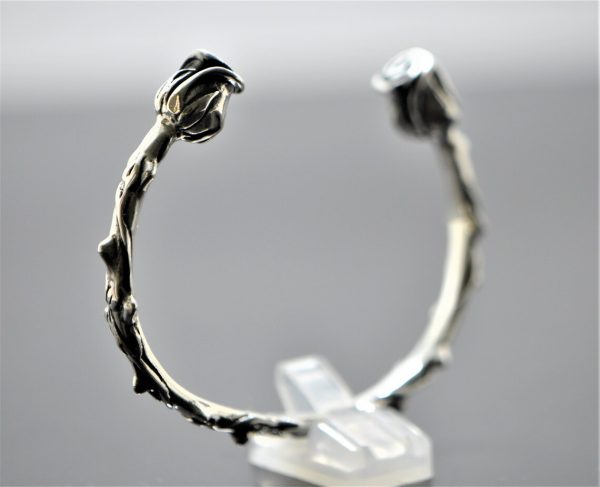 Eliz STERLING SILVER 925 Roses Bracelet Rose's Thorns Exclusive Design Size Adjustable