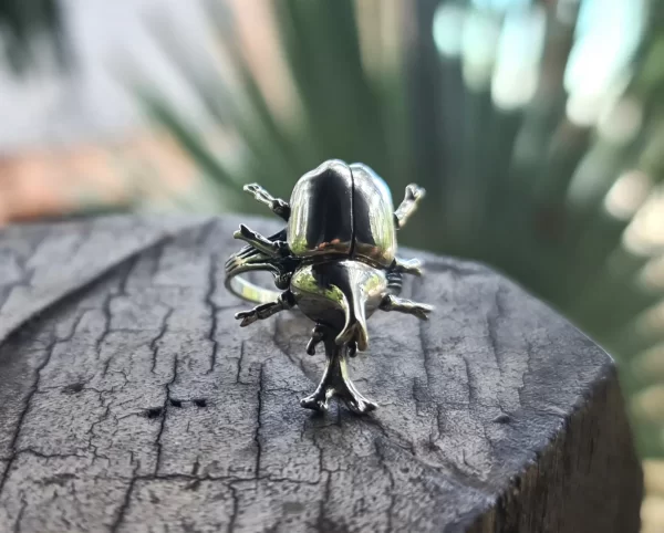Rhinoceros beetle STERLING SILVER 925 Insect Ring Stag Beetle Symbol of metamorphosis