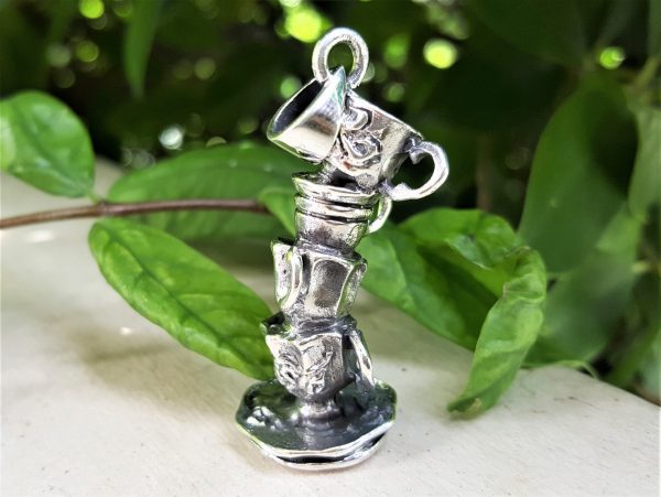 Tea Party Pendant Sterling Silver 925 Cup of Tea Alice in Wonderland Cute Silver Gift