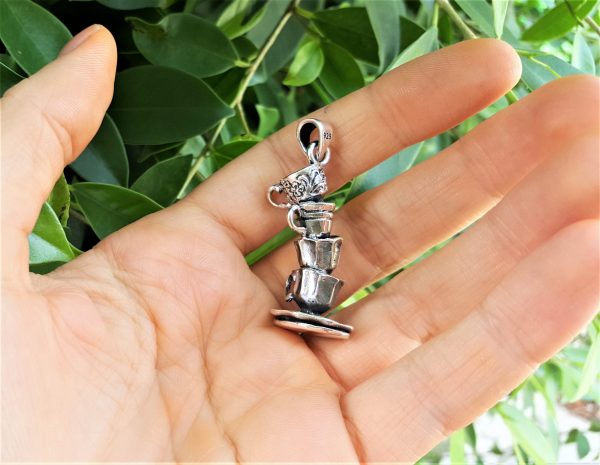 Tea Party Pendant Sterling Silver 925 Cup of Tea Alice in Wonderland Cute Silver Gift