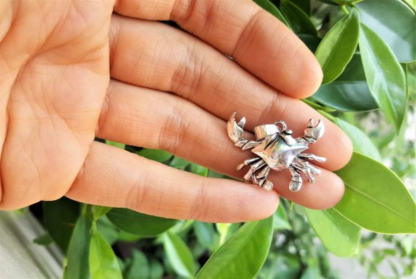 Crab Pendant 925 Sterling Silver Cancer Zodiac Crab CHARM legs/claws movable Talisman