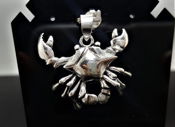 Crab Pendant 925 Sterling Silver Cancer Zodiac Crab CHARM legs/claws movable Talisman
