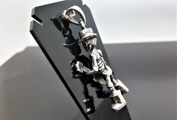 Skeleton Guitar STERLING SILVER 925 Pendant Skull Rock n Roll Biker Rocker Punk Goth