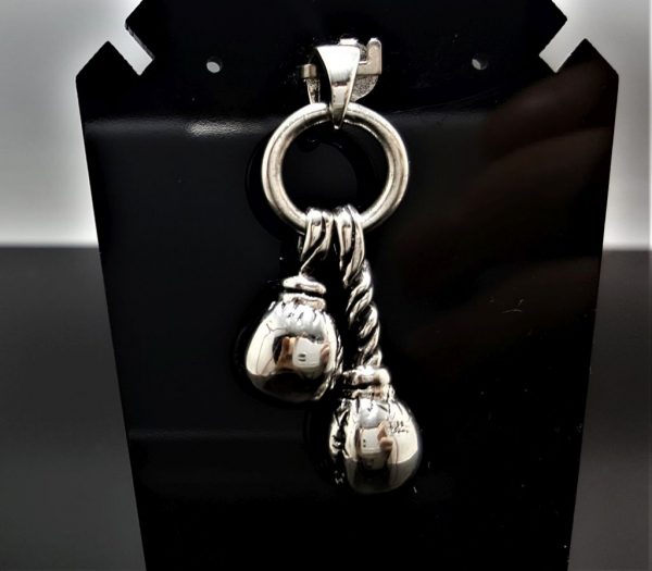 Boxing Gloves 925 STERLING SILVER Pendant Charm Champion Sport Winner Exclusive Gift