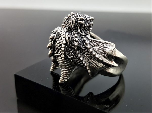 Dragon Ring Sterling Silver 925 Mythological Creature Dragon Head ...
