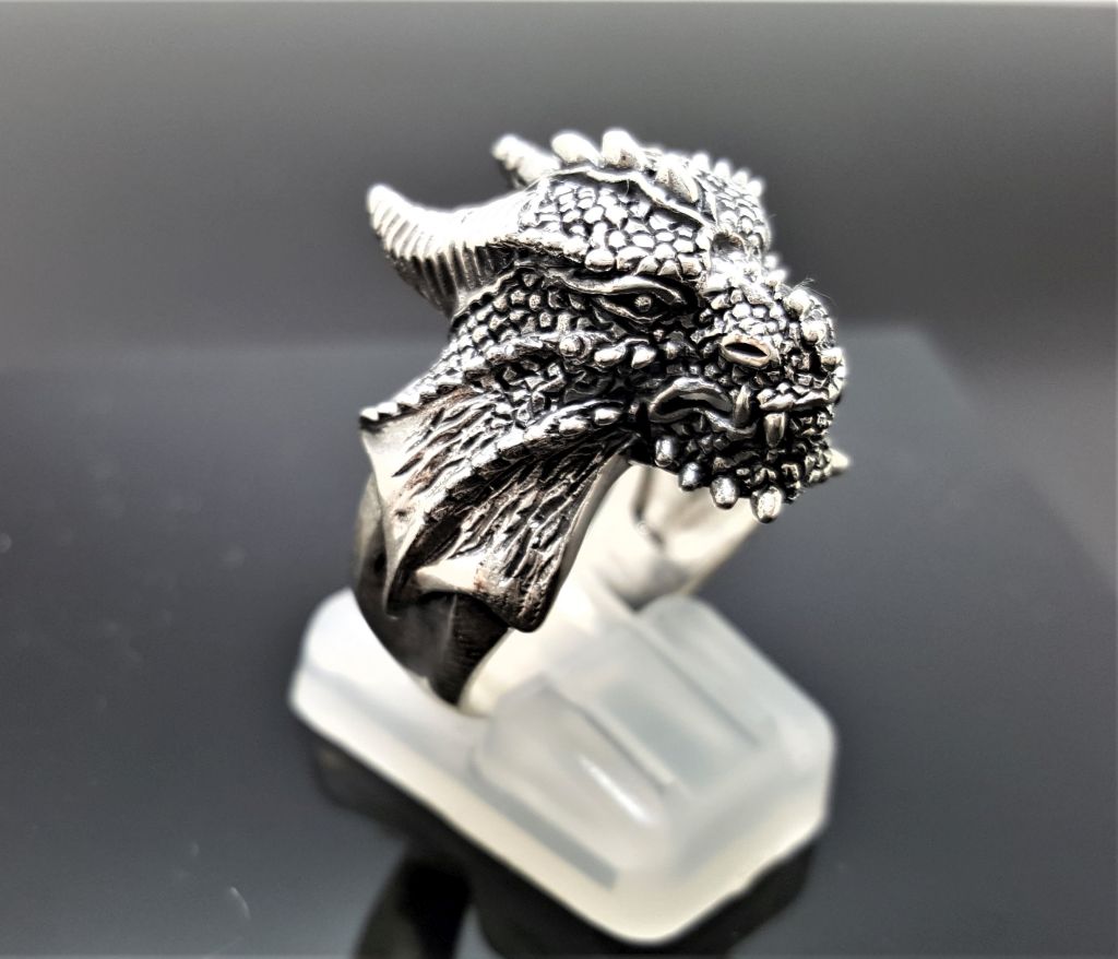 Dragon Ring Sterling Silver 925 Mythological Creature Dragon Head ...