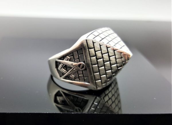 Mason Pyramid Ring 925 STERLING SILVER Masonic Sacred Symbols Geometry Symbol Square & Compasses Amulet Talisman