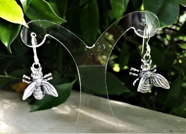 Bumble Bee Earrings STERLING SILVER 925 Honey Bee Apiary Good Luck Talisman Amulet Exclusive Gift