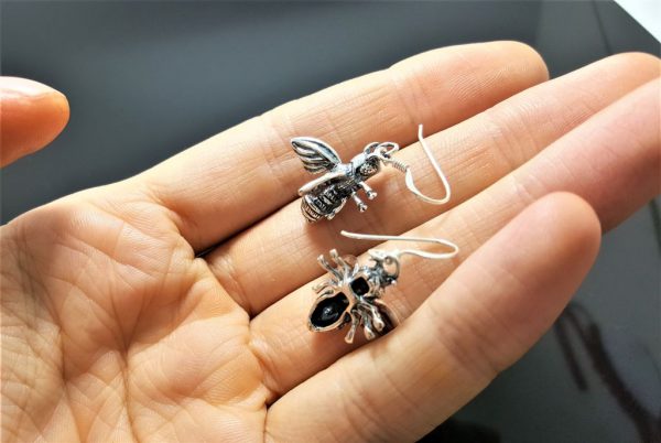 Bumble Bee Earrings STERLING SILVER 925 Honey Bee Apiary Good Luck Talisman Amulet Exclusive Gift