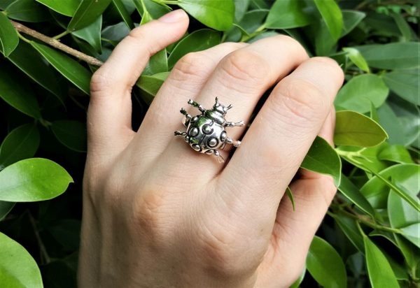 Ladybug Ring STERLING SILVER 925 Lady Bug Symbol of metamorphosis good luck happiness