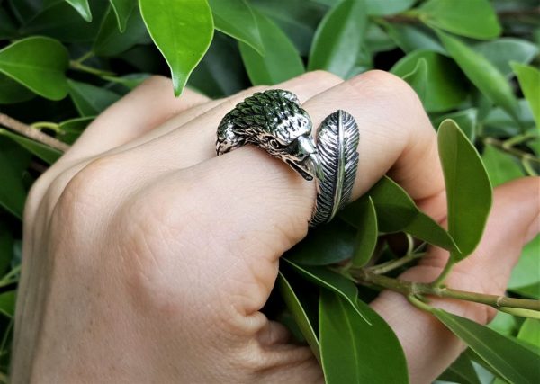 Eagle Ring Sterling Silver 925 Eagles Feather Symbol of Great Strength Leadership & Vision Free Spirit Talisman Amulet