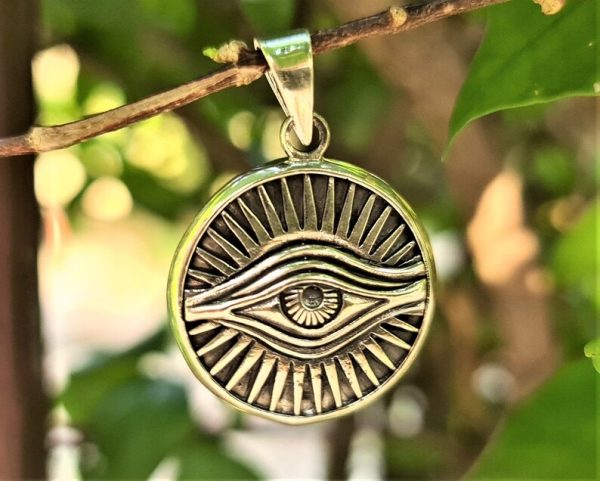 All Seeing Eye PENDANT STERLING SILVER 925 Ancient Symbol Eye Of Providence Talisman Amulet