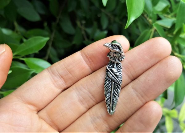 Eagle Pendant STERLING SILVER 925 Eagle's Feather Movable Talisman Free Spirit