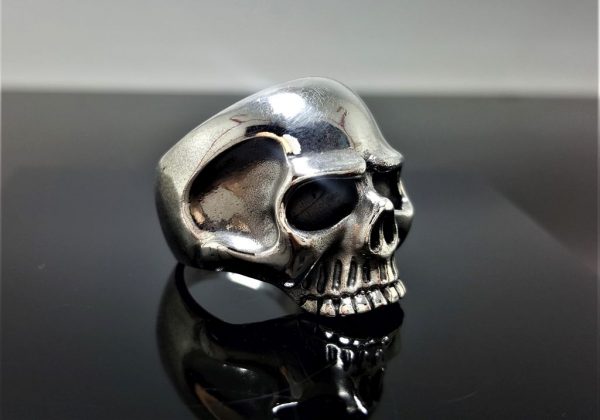 SKULL Ring Sterling Silver 925 Half Jaw Skull Biker Rocker Punk Goth Brutal Exclusive Design