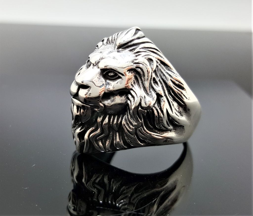 Lion Ring 925 STERLING SILVER Massive LION Head Royal Power Leo Lion ...