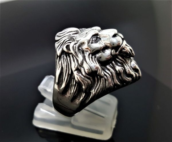 Lion Ring 925 STERLING SILVER Massive LION Head Royal Power Leo Lion King Exclusive Gift Talisman
