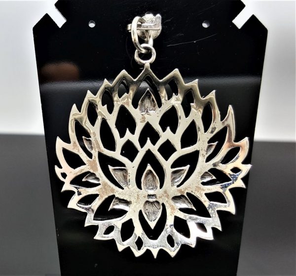 Lotus Pendant STERLING SILVER 925 Floral Mandala Talisman Amulet Lotus Flower Good Luck Gift