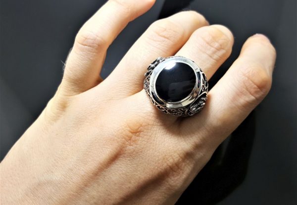 Dragon Black Onyx Ring STERLING SILVER 925 Gothic Wicca Magic Game of Thrones