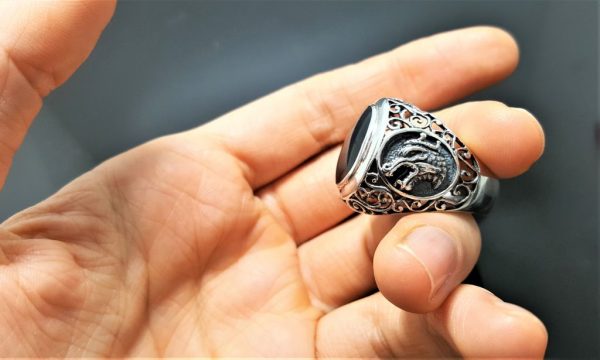 Dragon Black Onyx Ring STERLING SILVER 925 Gothic Wicca Magic Game of Thrones