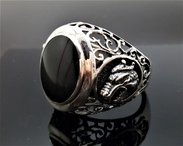 Dragon Black Onyx Ring STERLING SILVER 925 Gothic Wicca Magic Game of Thrones