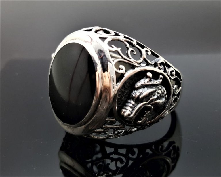 Dragon Black Onyx Ring STERLING SILVER 925 Gothic Wicca Magic Game of ...