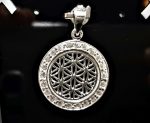 Flower of Life Pendant 925 Sterling Silver Sacred Symbol Talisman Amulet Cubic Zirconia