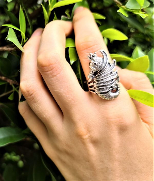 Seahorse Ring Sterling Silver 925 Ocean Sea Horse Nautical Talisman Gift