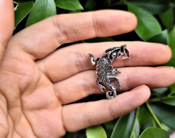 Chameleon Pendant STERLING SILVER 925 Movable Legs & Head Lizard Reptile Animal Exclusive Design