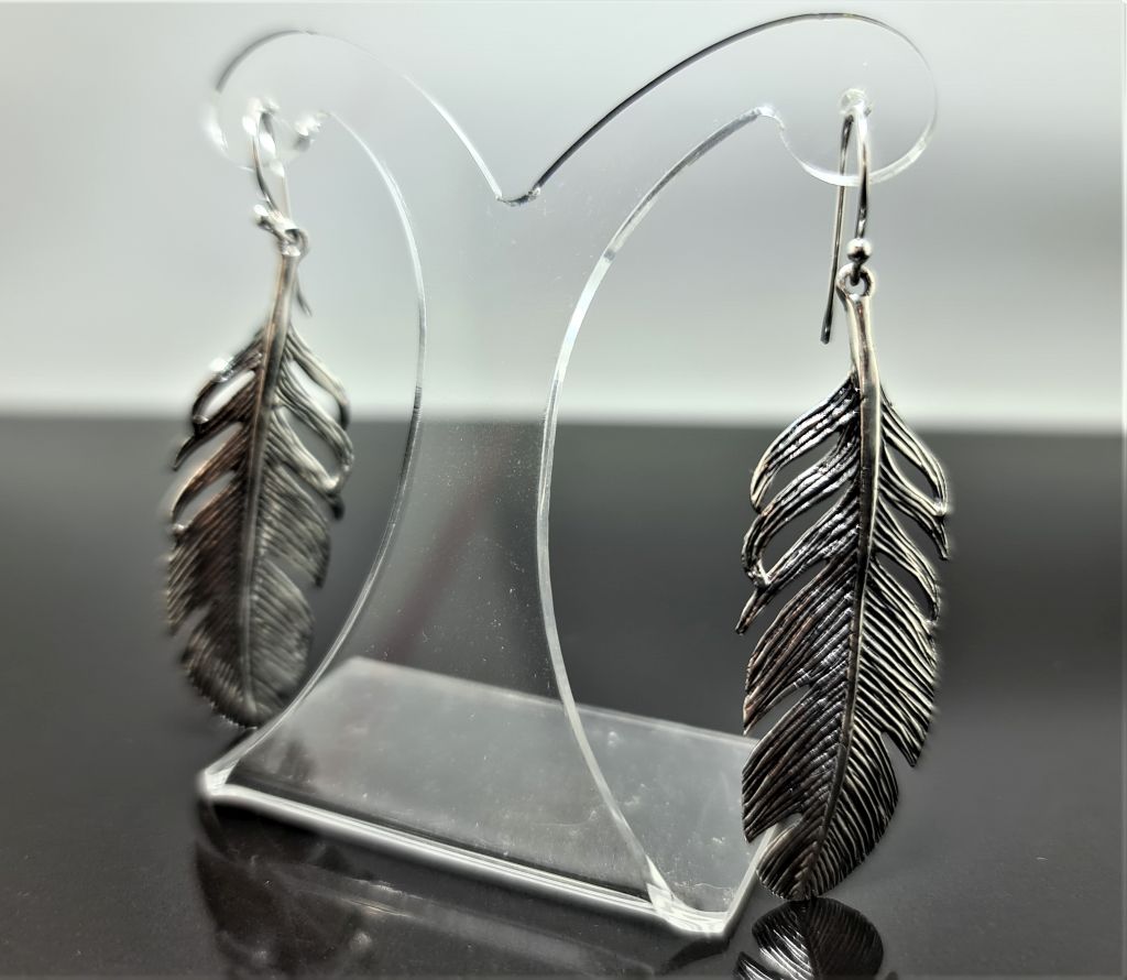 VINTAGE Native American Turquoise and Silver Feather Earrings – Edelstein  Metalsmiths