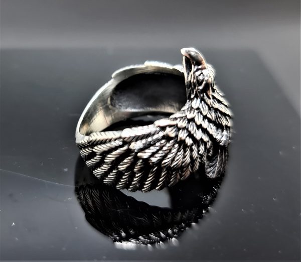 Eagle Ring Sterling Silver 925 Eagle's Wings Symbol of Great Strength Leadership & Vision Free Spirit Talisman Amulet