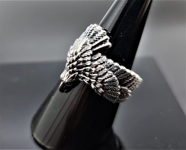 Eagle Ring Sterling Silver 925 Eagle's Wings Symbol of Great Strength Leadership & Vision Free Spirit Talisman Amulet