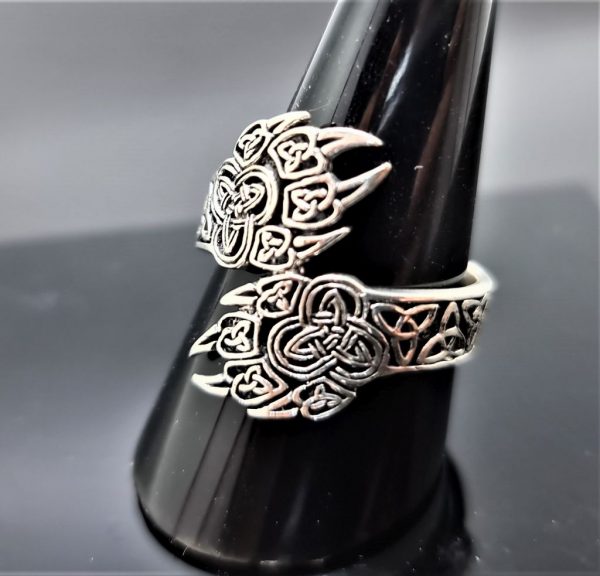 Bear Paw Ring STERLING SILVER 925 Viking Bear Claw Celtic Knot Slavic Warding Veles Sacred Symbol Talisman Amulet