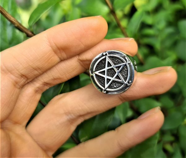 Pentagram Occult Ring STERLING SILVER 925 Leviathan Cross Wicca Talisman Amulet Sacred Symbols