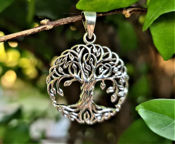 Tree of Life Pendant STERLING SILVER 925 Norse Symbol Universe Talisman Nordic Viking Runic Sacred Amulet