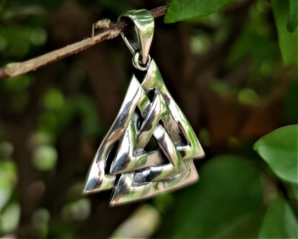 Valknut Pendant STERLING SILVER 925 Interlocked Triangles Viking Runic Scandinavian Sacred Talisman Snoldelev Stone
