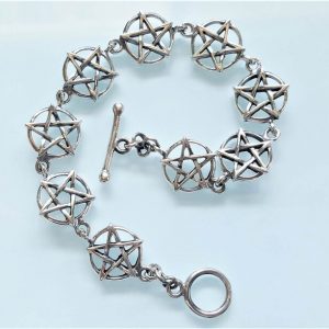 Pentacle Bracelet STERLING SILVER 925 Pentagram Star Bracelet Occult Talisman Energy Balance Sacred Symbols Amulet