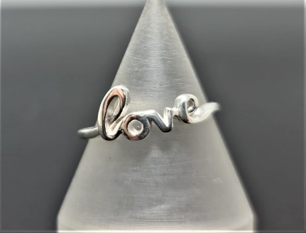Love Ring STERLING SILVER 925 Dainty Love Gift Cute Silver Love Talisman
