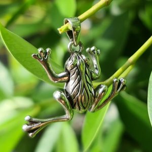 Frog Pendant STERLING SILVER 925 Movable Legs Amphibian Good Luck Talisman Amulet Cute Gift Exclusive Design