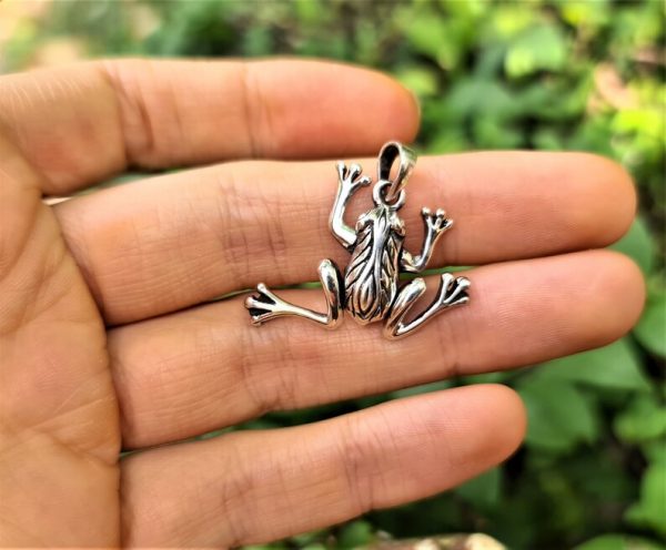 Frog Pendant STERLING SILVER 925 Movable Legs Amphibian Good Luck Talisman Amulet Cute Gift Exclusive Design
