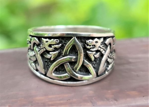 Triquetra Trinity Celtic Knot Ring STERLING SILVER 925 Celtic Love Knot Dragon Sacred Symbol Talisman