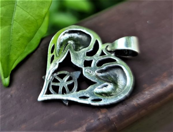 Heart Shaped Wolves Pendant STERLING SILVER 925 Celtic Trinity Knot Pair of Wolves Celtic Wolf Love Talisman