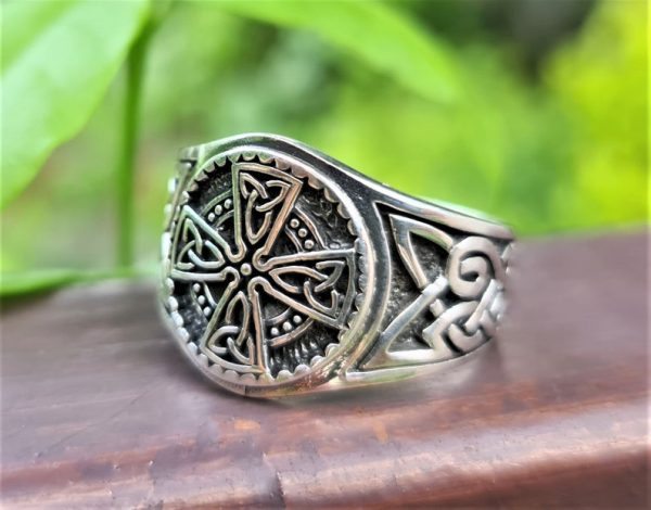 Celtic Cross Ring 925 Sterling Silver Trinity Celtic Knot Sacred Symbol Viking Talisman Amulet
