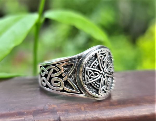 Celtic Cross Ring 925 Sterling Silver Trinity Celtic Knot Sacred Symbol Viking Talisman Amulet