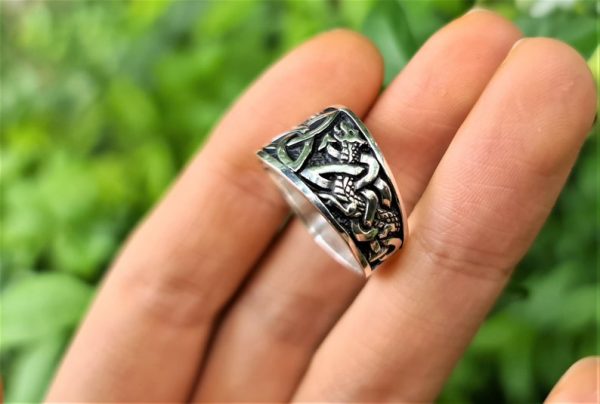 Triquetra Trinity Celtic Knot Ring STERLING SILVER 925 Celtic Love Knot Dragon Sacred Symbol Talisman