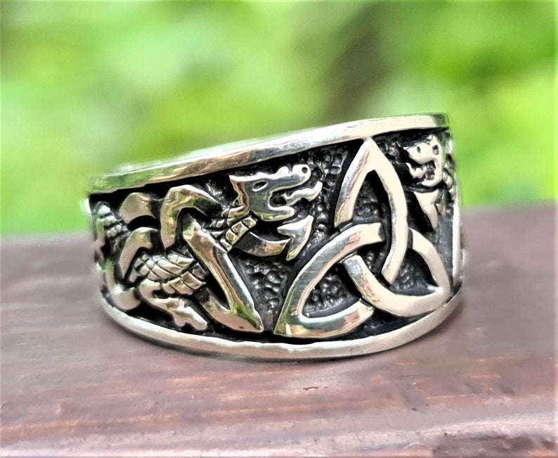 Celtic Knot Trinity Ring 925 Sterling Silver Irish Triquetra Unisex Sizes 5-12 