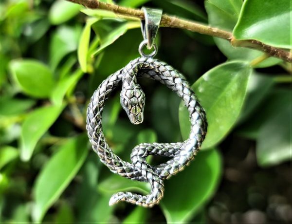 Snake Pendant 925 STERLING SILVER Kundalini Swirl Occult Sacred Symbol Talisman Protective Amulet Exclusive Gift