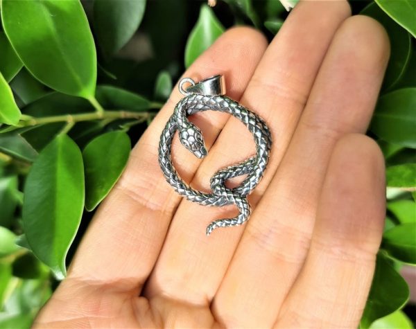 Snake Pendant 925 STERLING SILVER Kundalini Swirl Occult Sacred Symbol Talisman Protective Amulet Exclusive Gift