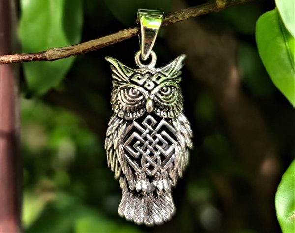 Wise Owl Pendant STERLING SILVER 925 Owl of Athena Symbol Of Wisdom Talisman Amulet Totem Animal